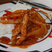 Schab w sosie słodko kwaśnym z ananasem kasiuli