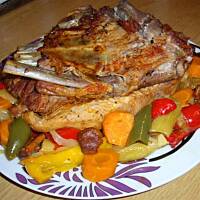Żeberko obiadowe pieczone z warzywami wg Różyczki
