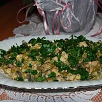 Frykas z kurczaka z pieczarkami i groszkiem