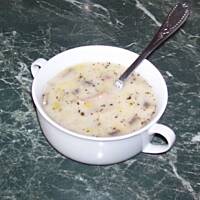 zupa z porów i pieczarek