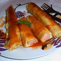 Parówki w naleśnikach z serem i sosem salasa wg Różyczki