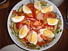 Fot. mariola2000, sałatka ze ślimaczkami z szynki i sera wg M&Ł