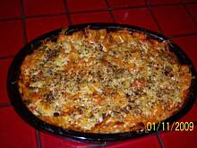 Fot. jarmułka, Zapiekanka makaronowa z mięsem i warzywami