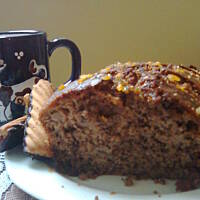 Smakołyk orzechowo- czekoladowy z gruszkami z syropem pomarańczowym