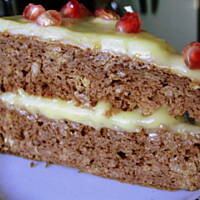 Pomarańczowo-orzechowe ciasto z, pomarańczowo-cytrynowym curdem