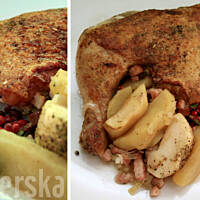 Kurczak pieczony z jabłkami i boczkiem