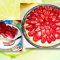 Półkruche ciasto z kremem i truskawkami