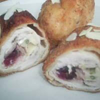 Roladki z indyka z serem camembert żurawiną i migdałami kasiuli