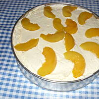 Biszkopt z kremem galaretką i owocami