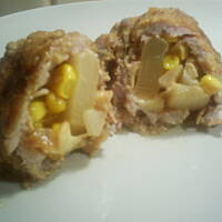 Roladki wieprzowe z ananasem kukurydzą i serem kasiuli