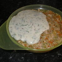 Ryba (łosoś) z warzywami w sosie koperkowym