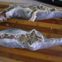 Faszerowane pstrągi w galarecie