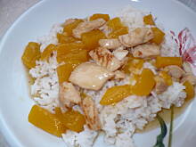 Fot. bing_translator, Chicken breast with fruits, hot sauce