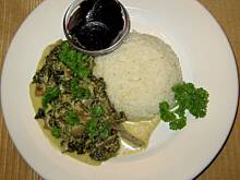 Fot. tineczka, Potrawka z wieprzowiny ze szpinakiem i serem pleśniowym