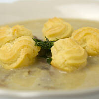 Krem z porów z pieczarkami