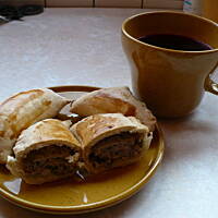 Mięsno pieczarkowe pierogi z pieca