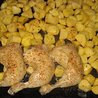 Pieczona wątróbka z udkiem i ziemniakami