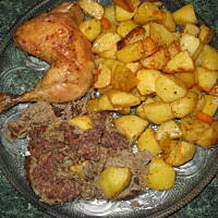 Pieczona wątróbka z udkiem i ziemniakami