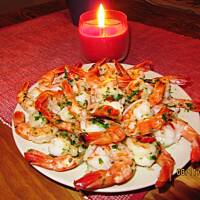 krewetki w białym winie