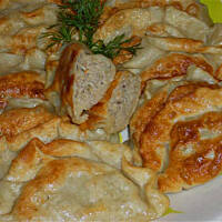 Pierogi  z boczniakami i mięsem