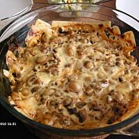 Zapiekanka z piersi kurczaka z pieczarkami