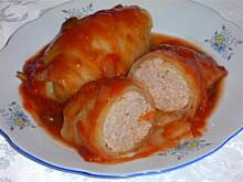 Fot. niebieska różyczka, Gołąbki z kaszą jęczmienną  w sosie