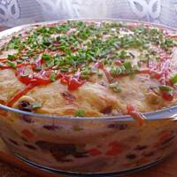 Zapiekanka z penne pełnoziarnistym.