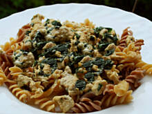 Fot. mliwka, Penne z kurczakiem, szpinakiem i fetą na gorąco