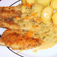 Ryba z sosem porowo - śmietanowym wg M&Ł
