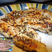 Kurczak w sosie barbecue z sałatką ziemniaczaną na ciepło