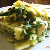 Farfalle z łososiem i szpinakiem