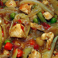 Kurczak z warzywami na słodko