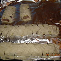 Pyszny przekładaniec z ciasta franc. z kurczakiem