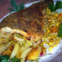 Leszcz pieczony z warzywami i ziołami