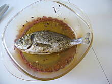 Fot. Blekitnooka, Dorada z piekarnika + marchewka i papryka