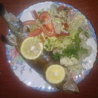 pstrag pieczony z natką pietruszki