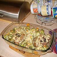 golonka z jarzynami na parze