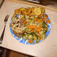 golonka z jarzynami na parze