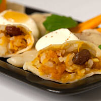 Pierogi z dynią i jaśminowym ryżem