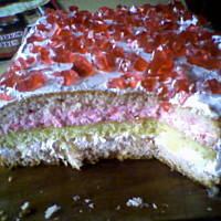 Przekładaniec owocowo-kremowy  z biszkoptem