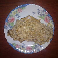 schab z pieczarkami pieczony w śmietanie