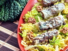 Fot. pchelka79, krokiety z grzybami w papierze ryżowym na kapuście