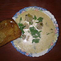 zupa serowo - pieczarkowa z pulpecikami mięsnymi