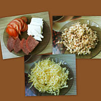 Pizza z fetą, pomidorami i salami