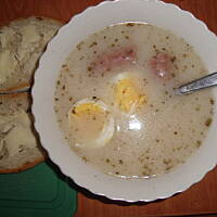 Żur na zakwasie + biała kiełbasa+ jaja