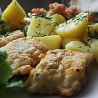 Polędwica z dorsza w ziołach.