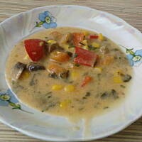 Kolorowy sos warzywno-pieczarkowy do mięs, gołąbków itp.