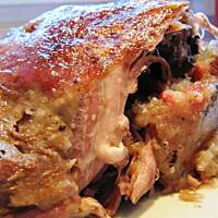 Kaczka faszerowana ziemniakami i wędzonym boczkiem