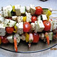 Szaszłyki z krewetkami i serem tofu