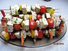 Fot. ciapeczka, Szaszłyki z krewetkami i serem tofu